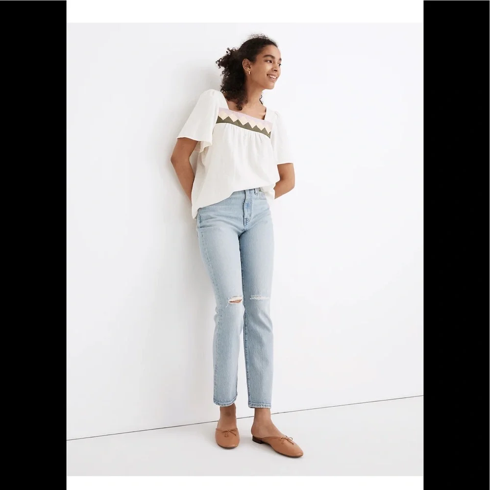 Madewell The High-Rise Slim Crop Boyjean in Dumas Wash: Ripped Edition